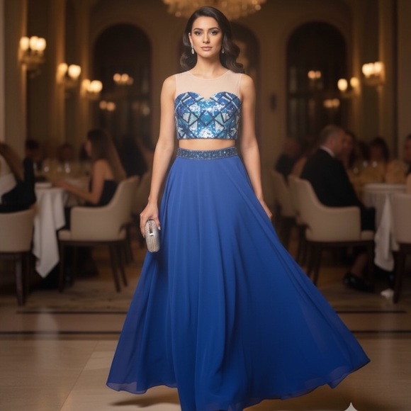 Versace 19.69 Abbigliamento Two-Piece Evening Gown - Picture 1 of 5